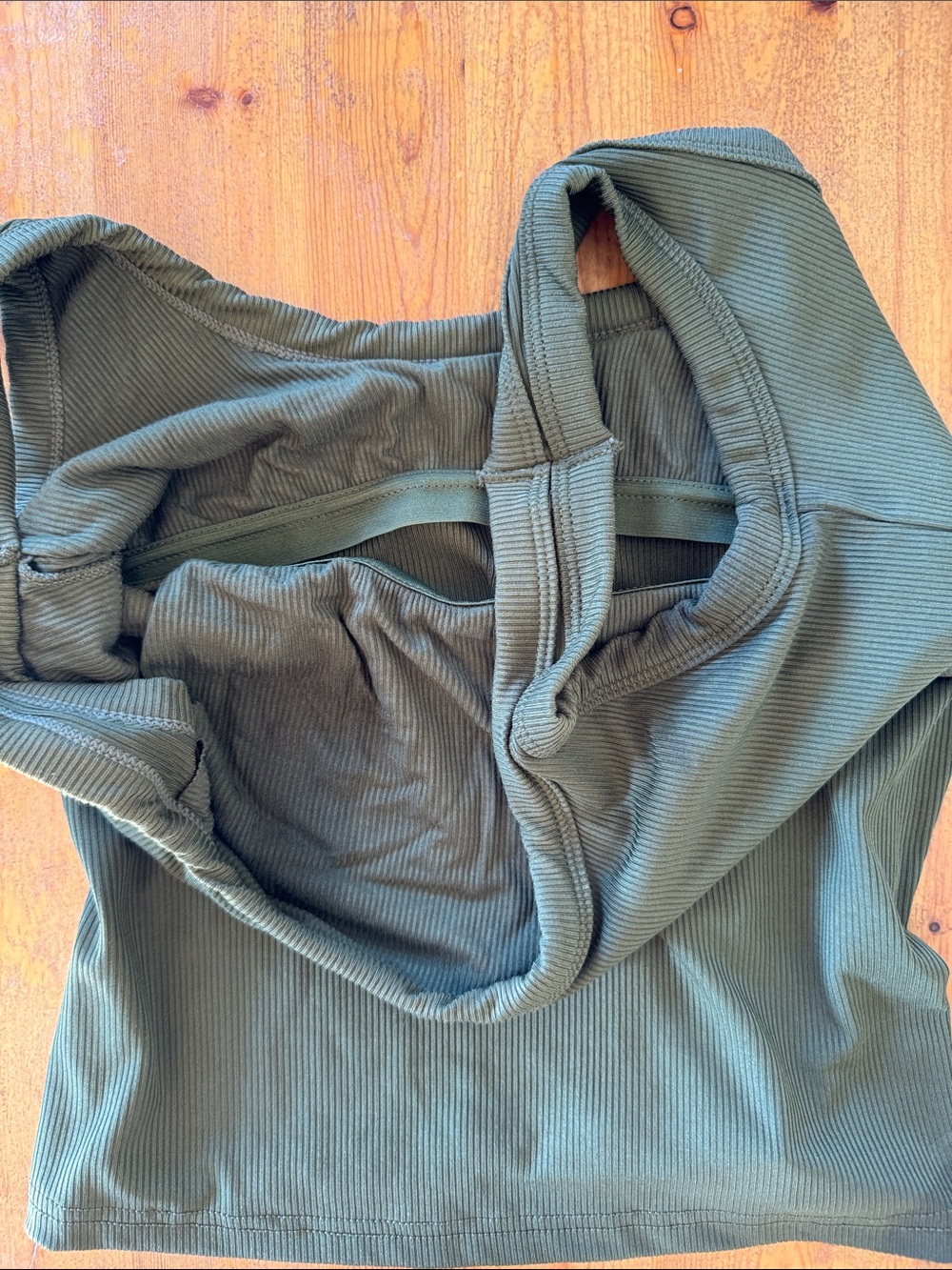 Square Neck Ribbed Tank Top - Olive - Picture 2 of 3